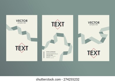 Set of three abstract modern business card brochures