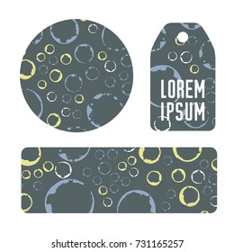 Set of three abstract monochrome frames isolated on white background. Design elements for price tags or labels.