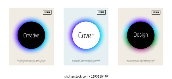 Set of three abstract posters. Beautiful modern gradient. Report covers graphic design, business brochure pages corporate templates.

