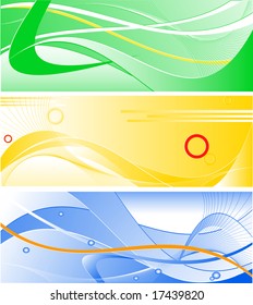 set of three abstract vector backgrounds with bright accents
