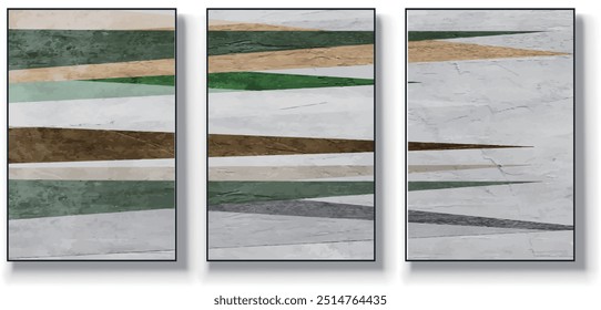 Set of three abstract vector backgrounds. Hand drawn illustrations with geometric art patterns,