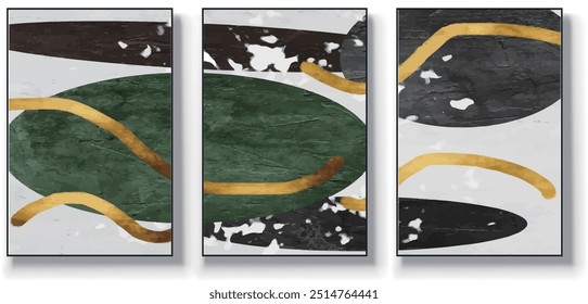 Set of three abstract vector backgrounds. Hand drawn illustrations with geometric art patterns,