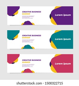 Set of three abstract vector banner for website and landing page with modern geometric style design.