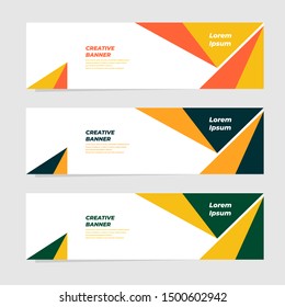 Set of three abstract vector banner for website and landing page with modern geometric style design.