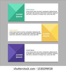 Set of three abstract vector banners. modern template design for web. Set of Modern Colorful banner template. Horizontal advertising banner.