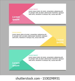 Set of three abstract vector banners. modern template design for web. Set of Modern Colorful banner template. Horizontal advertising banner.
