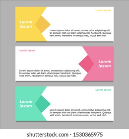 Set of three abstract vector banners. modern template design for web. Set of Modern Colorful banner template. Horizontal advertising banner.