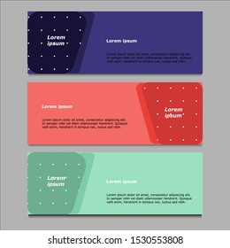 Set of three abstract vector banners. modern template design for web. Set of Modern Colorful banner template. Horizontal advertising banner.