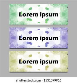 Set of three abstract vector banners. modern template design for web. Set of Modern Colorful banner template. Horizontal advertising banner. Watercolor vector banner.