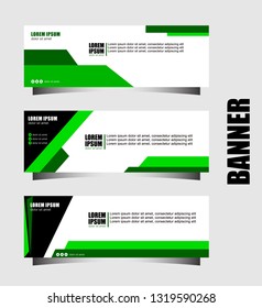 Set of three abstract vector banners.modern template design for website.green