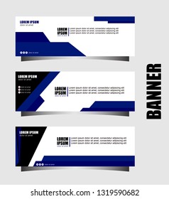 Set of three abstract vector banners.modern template design for website.blue