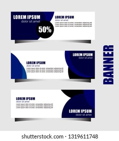 Set of three abstract vector banners.modern template design for website or promotion of sale.blue