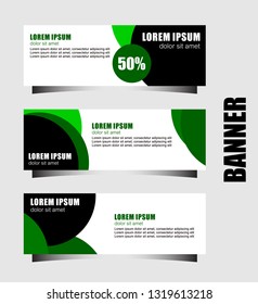 Set of three abstract vector banners.modern template design for website or promotion of sale.green