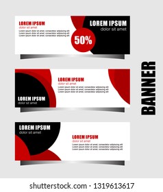 Set of three abstract vector banners.modern template design for website or promotion of sale.red