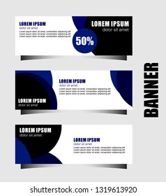 Set of three abstract vector banners.modern template design for website or promotion of sale.blue