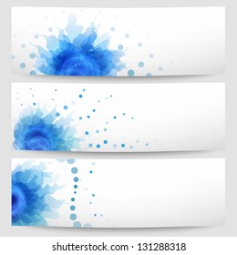 Set of three abstract white-blue banners