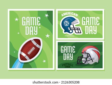 set of three american football posters