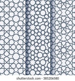 Set of three arabic elegant geometric pattern