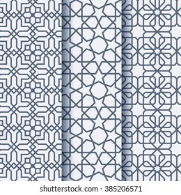 Set of three arabic ornament geometric pattern