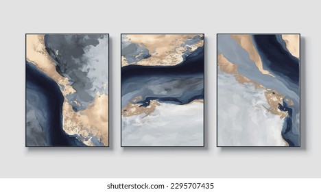 Set of three art paintings, abstract paintings, vector files, vector illustrations, wall decor, postcards, wallpapers, posters, cards, murals, rugs, hanging pictures, prints