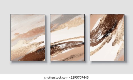 Set of three art paintings, abstract paintings, vector files, vector illustrations, wall decor, postcards, wallpapers, posters, cards, murals, rugs, hanging pictures, prints