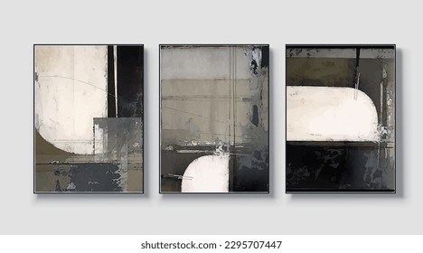 Set of three art paintings, abstract paintings, vector files, vector illustrations, wall decor, postcards, wallpapers, posters, cards, murals, rugs, hanging pictures, prints