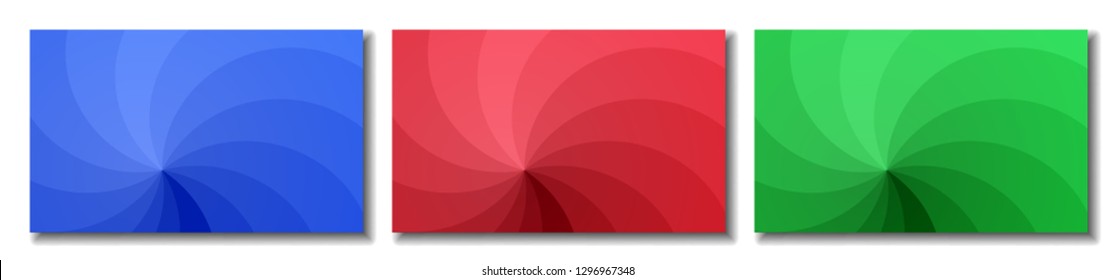 Set of three backgrounds in RGB colors made of overlap petals of each over