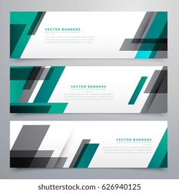 set of three banner design in geometric style