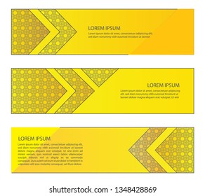 Set of three banner modern with gradient color. yellow background.