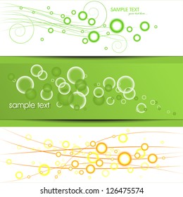 set of three banners, abstract headers with bubbles and place for your text
