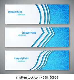 Set of three banners, abstract headers, vector illustration