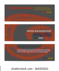 Set of three banners. Abstract headers with colorful mosaic pattern. Vortex of color. Color noise background. Vector template.