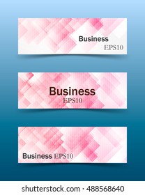 Set of three banners with with an abstract pattern, pink rhombuses