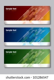 Set of Three Banners. Abstract Vector Headers.