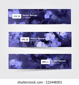 Set of three banners. Blue, abstract, flower
