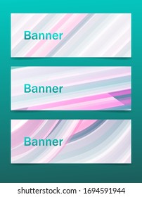 A set of three banners. Colorful horizontal vector banners design background or header templates. Stripes pink and blue. Stock vector illustration on an isolated background.