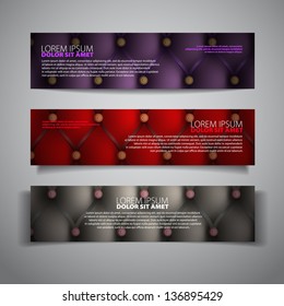 Set of three banners - Dark sofa pattern background