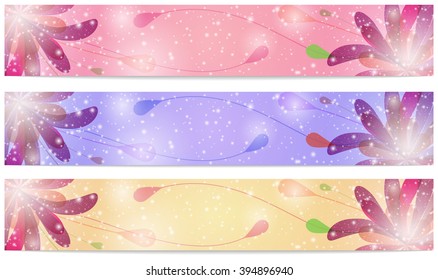 Set of three banners with flowers. Vector illustration EPS10.