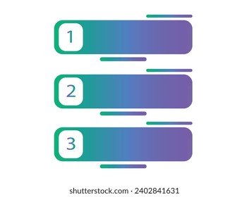 Set of three banners gradient with numbers