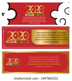 set of three banners happy new year 2020