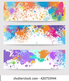 Set of three banners made of paint stains