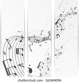Set of three banners with music notes. eps10
