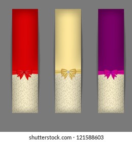 Set of three banners with ribbons. vector illustration