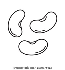 Set of three beans icon. Linear logo for design of bean products. Black simple illustration. Contour isolated vector image on white background. Symbol for jelly sweets