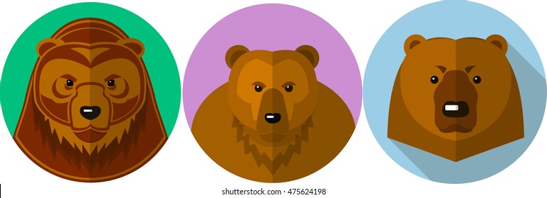 Set of three bears' heads.for any purpose