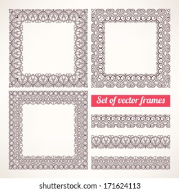 Set of three beautiful brown patterned frames 