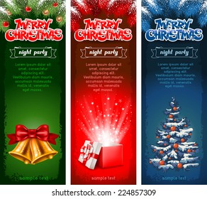 Set of three beautiful vertical Christmas flyers. Vector illustration.