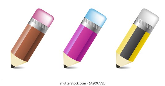 The set of three big multicolor pencils / The set of three pencils / The pencil