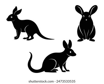 Set of THREE Bilby Animal Silhouettes