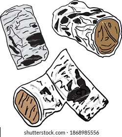 set of three birch logs
